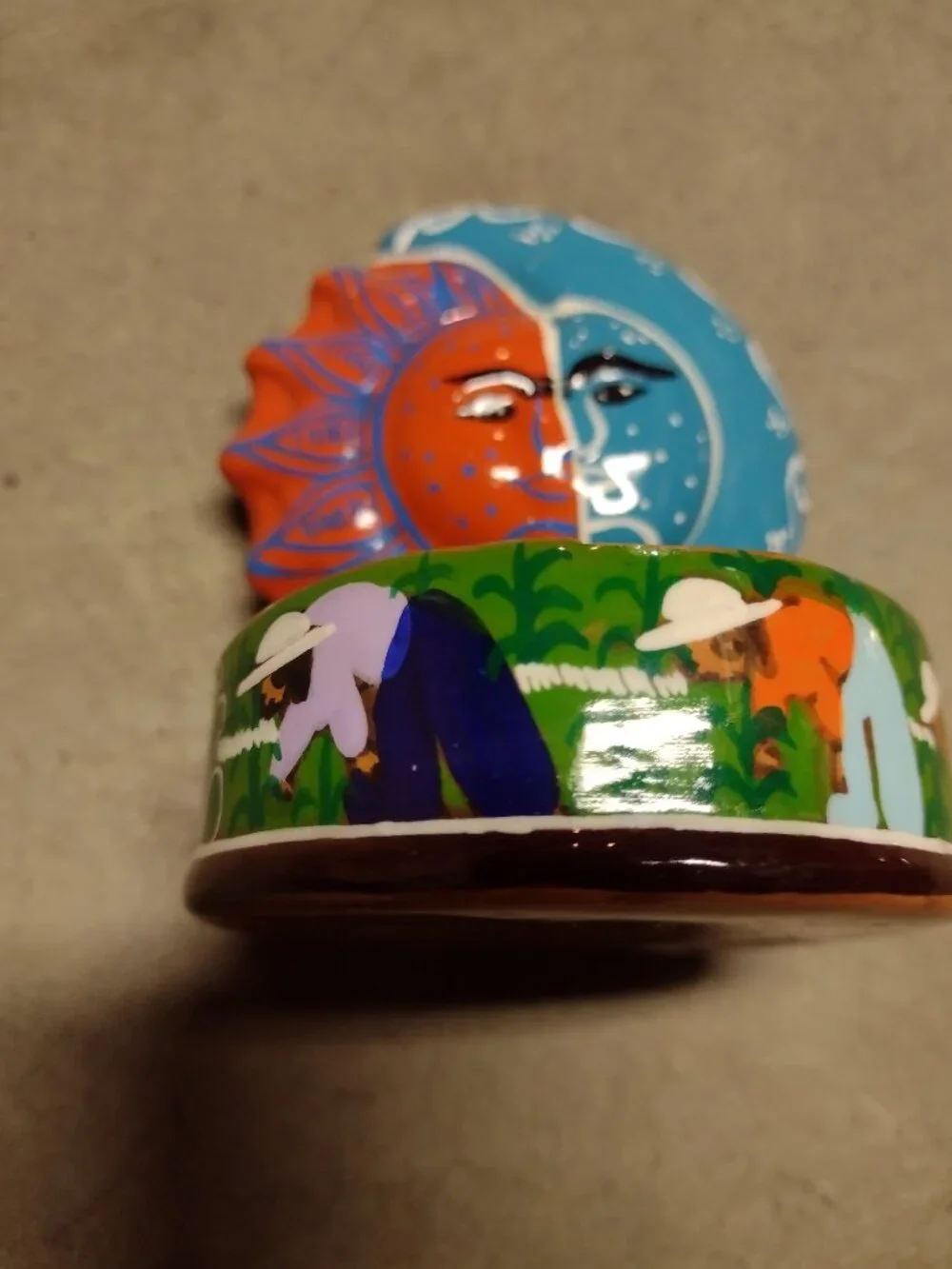 NWT Trinket Jewelry Box from Mexico in Hand Painted Bright Bold Colors
